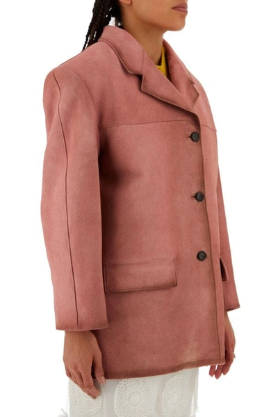 Shop Prada Woman Pink Suede Blazer