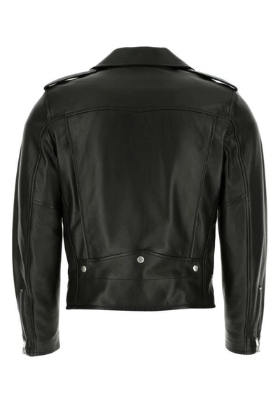 Shop Saint Laurent Man Black Leather Jacket