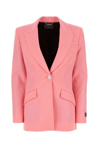 Shop Versace Woman Pink Jacquard Blazer