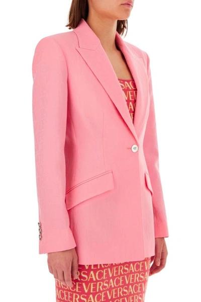 Shop Versace Woman Pink Jacquard Blazer