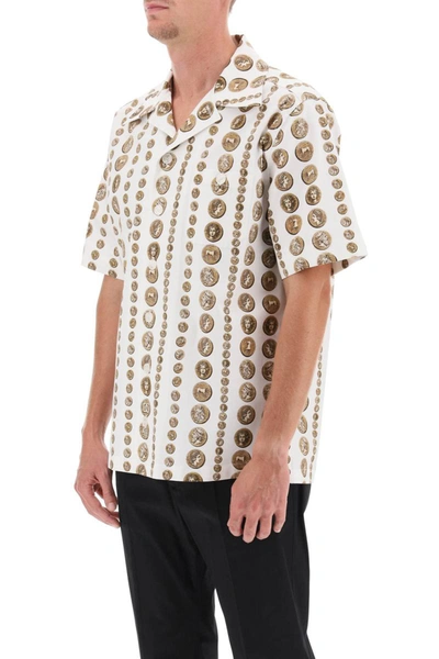 Shop Dolce & Gabbana Coin Print Short Sleeve Shirt In White