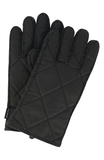 Shop Barbour Winterdale Wax Cotton Gloves In Black