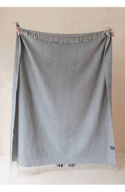 Tbco Recycled Wool Blend Blanket In Charcoal Herringbone