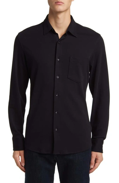 Shop Nordstrom Trim Fit Piqué Button-up Shirt In Black Jcq Txt