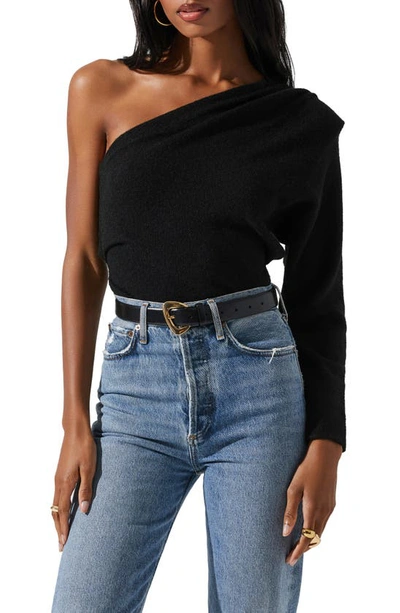Shop Astr Cosima One-shoulder Sweater In Black