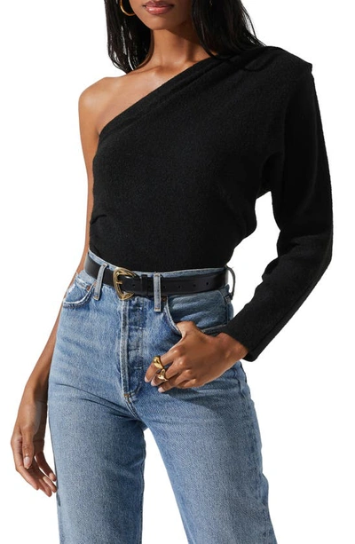 Shop Astr Cosima One-shoulder Sweater In Black