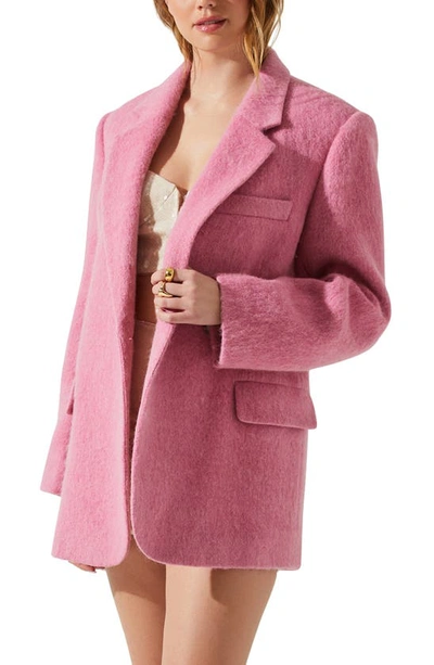 Shop Astr Kindra Brushed Notch Lapel Coat In Pink