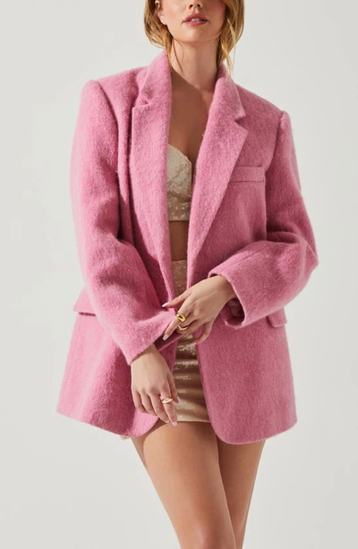 Shop Astr Kindra Brushed Notch Lapel Coat In Pink