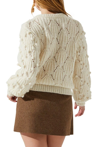 Shop Astr Lexi Pointelle Pom Sweater In Cream