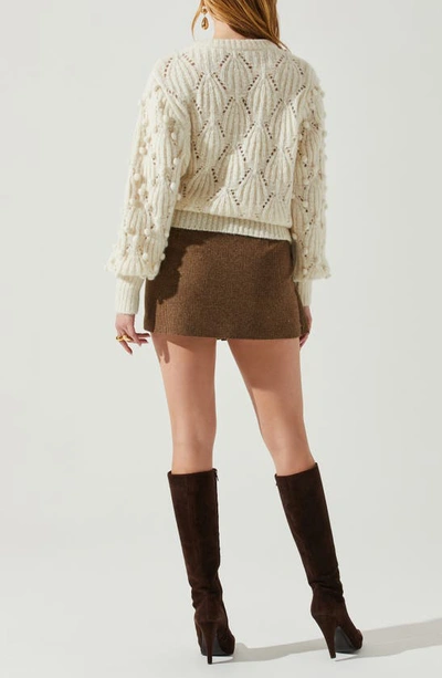Shop Astr Lexi Pointelle Pom Sweater In Cream