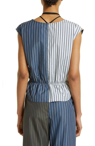 Sc103 Ocular Mixed Stripe Woven Top In Canopy