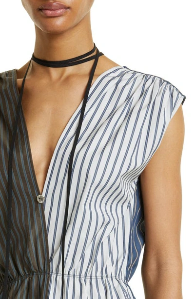 Sc103 Ocular Mixed Stripe Woven Top In Canopy