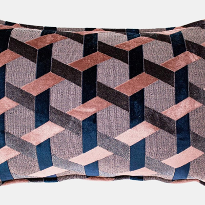 Shop Paoletti Delano Lattice Cushion Cover In Pink