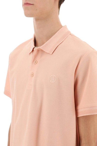 Shop Burberry Eddie Polo Shirt In Organic Piqué In Pink