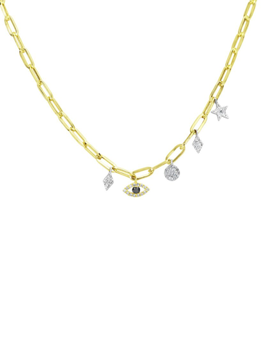Shop Meira T 14k Two-tone 0.21 Ct. Tw. Diamond & Blue Sapphire Evil Eye Necklace