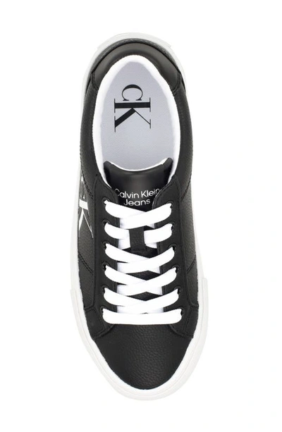 Shop Calvin Klein Celbi Leather Lace-up Sneaker In Black