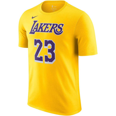 Shop Nike Lebron James Gold Los Angeles Lakers Icon 2022/23 Name & Number T-shirt