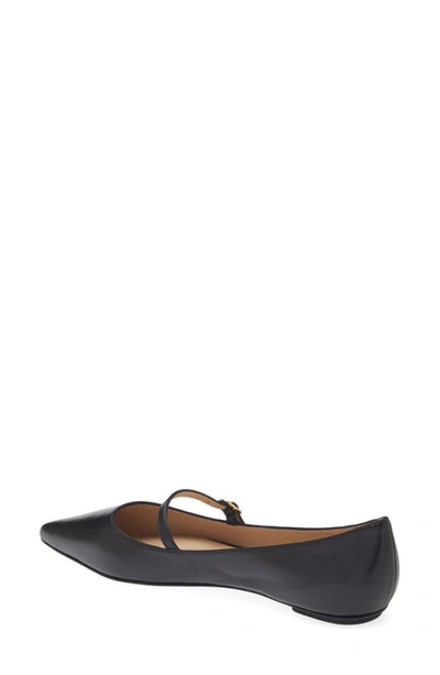 Stuart Weitzman Emilia Leather Mary Jane Point-toe Flats In Black