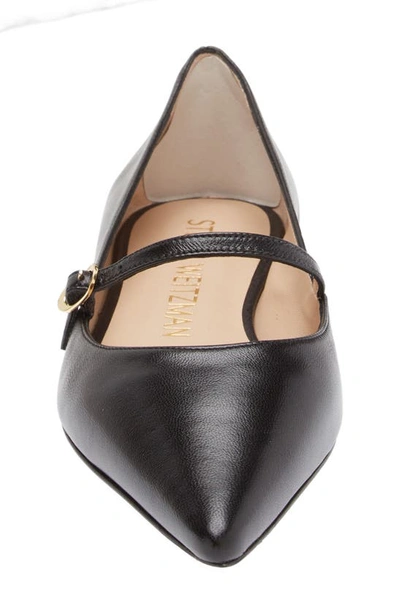 Stuart Weitzman Emilia Leather Mary Jane Point-toe Flats In Black