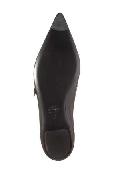 Stuart Weitzman Emilia Leather Mary Jane Point-toe Flats In Black