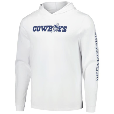 Shop Vineyard Vines White Dallas Cowboys Wordmark Retro Joe Long Sleeve Hoodie T-shirt