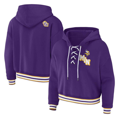 Shop Wear By Erin Andrews Purple Minnesota Vikings Plus Size Lace-up Pullover Hoodie