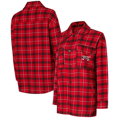 Shop College Concepts Red/black Chicago Bulls Boyfriend Button-up Nightshirt