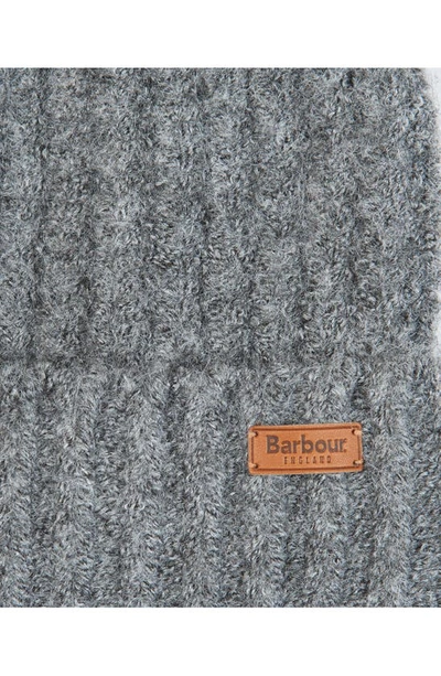 Barbour Saltburn Tartan Scarf & Beanie Knitted Set In Grey Rose