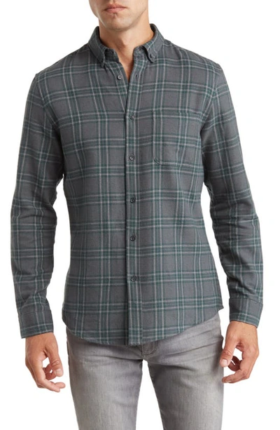 Shop 14th & Union Grindle Trim Fit Flannel Shirt In Grey- Green Easy Plaid