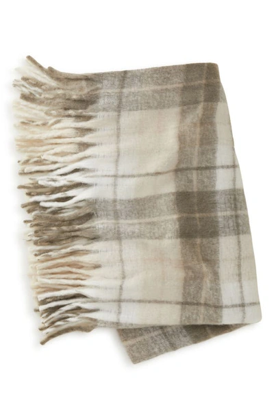 Shop Upwest Fireside Fleece Throw Blanket In Cream Plaid