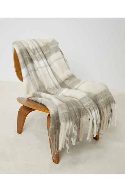 Shop Upwest Fireside Fleece Throw Blanket In Cream Plaid