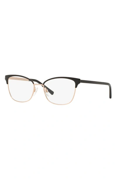 Shop Michael Kors 51mm Cat Eye Optical Glasses In Rose Gold Black