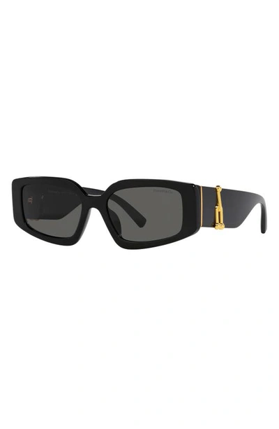 Tiffany & Co 54mm Rectangular Sunglasses In Black