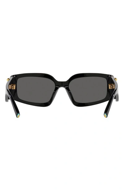 Shop Tiffany & Co 54mm Rectangular Sunglasses In Black