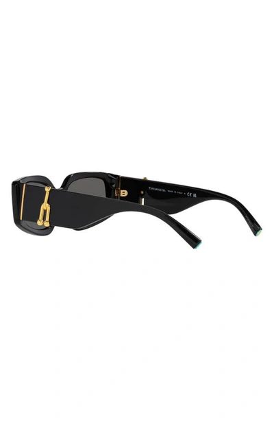 Shop Tiffany & Co 54mm Rectangular Sunglasses In Black