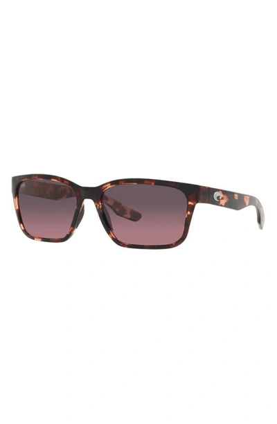 Shop Costa Del Mar Palmas 57mm Gradient Rectangular Sunglasses In Coral