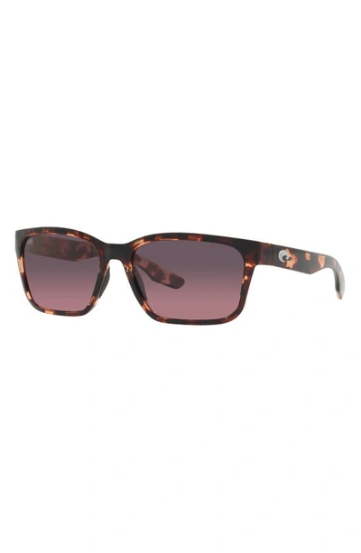 Costa Del Mar Palmas 57mm Gradient Rectangular Sunglasses In Coral