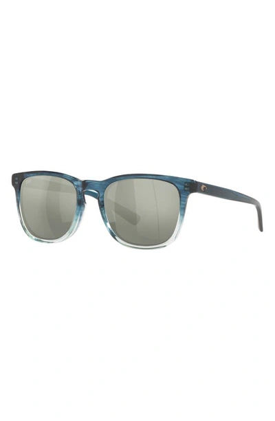 Costa Del Mar Sullivan 53mm Mirrored Polarized Square Sunglasses In Teal