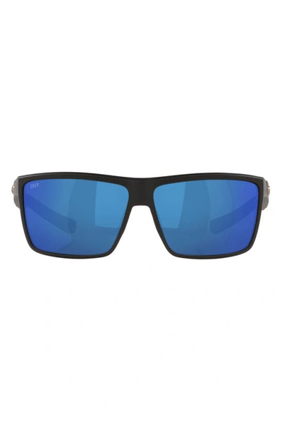 Shop Costa Del Mar Rinconcito 60mm Polarized Rectangular Sunglasses In Black