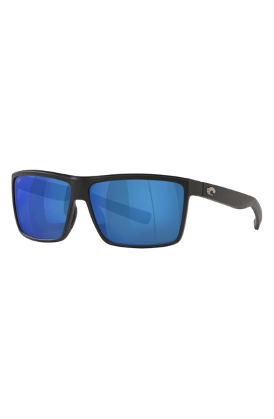 Costa Del Mar Rinconcito 60mm Polarized Rectangular Sunglasses In Black