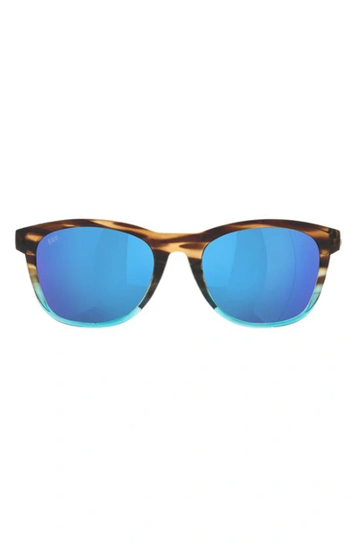 Shop Costa Del Mar Aleta 54mm Mirrored Polarized Round Sunglasses In Blue Mirror