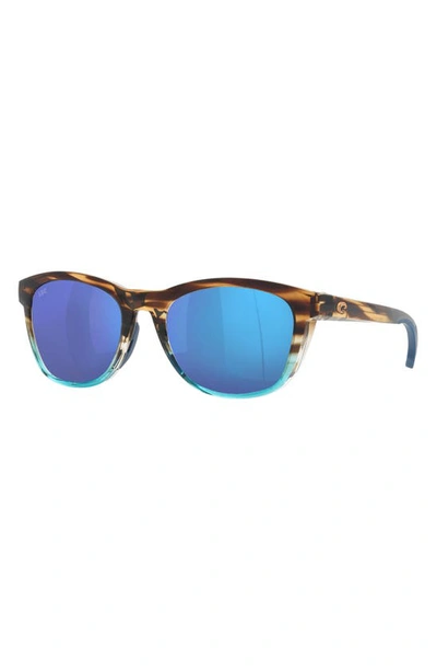 Shop Costa Del Mar Aleta 54mm Mirrored Polarized Round Sunglasses In Blue Mirror