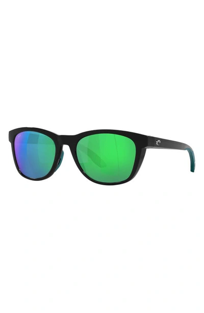 Shop Costa Del Mar Aleta 54mm Mirrored Polarized Round Sunglasses In Black