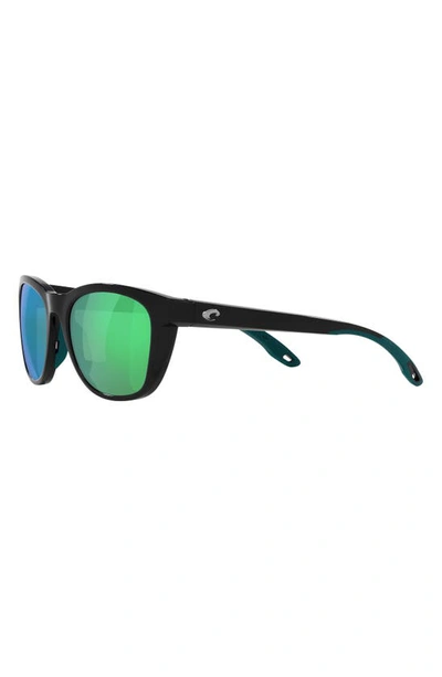 Shop Costa Del Mar Aleta 54mm Mirrored Polarized Round Sunglasses In Black