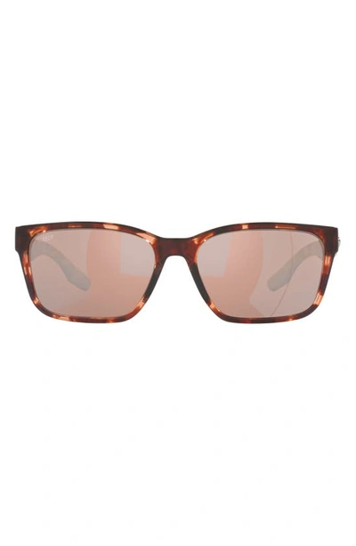 Shop Costa Del Mar Palmas 57mm Polarized Rectangular Sunglasses In Copper