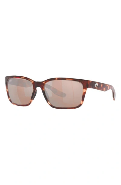 Shop Costa Del Mar Palmas 57mm Polarized Rectangular Sunglasses In Copper