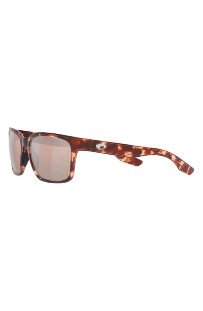 Shop Costa Del Mar Palmas 57mm Polarized Rectangular Sunglasses In Copper