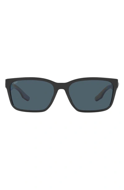 Shop Costa Del Mar Palmas 57mm Polarized Rectangular Sunglasses In Black