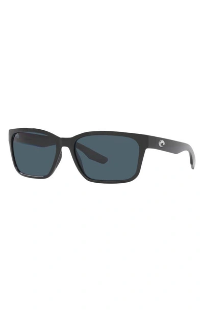 Shop Costa Del Mar Palmas 57mm Polarized Rectangular Sunglasses In Black