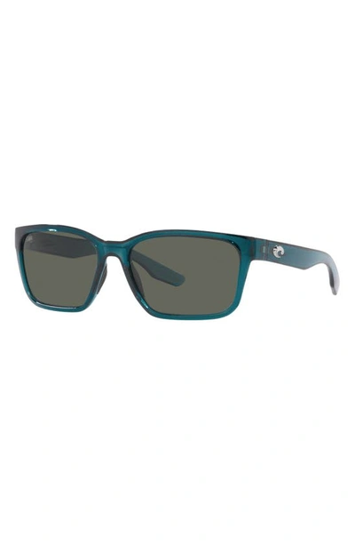 Costa Del Mar Palmas 57mm Polarized Rectangular Sunglasses In Teal
